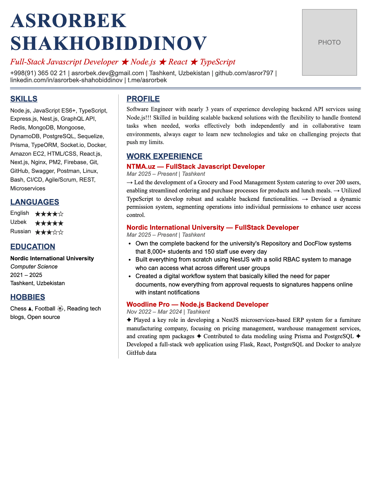 Messy resume before fixing: two-column layout, mixed fonts, and a photo that ATS software cannot parse